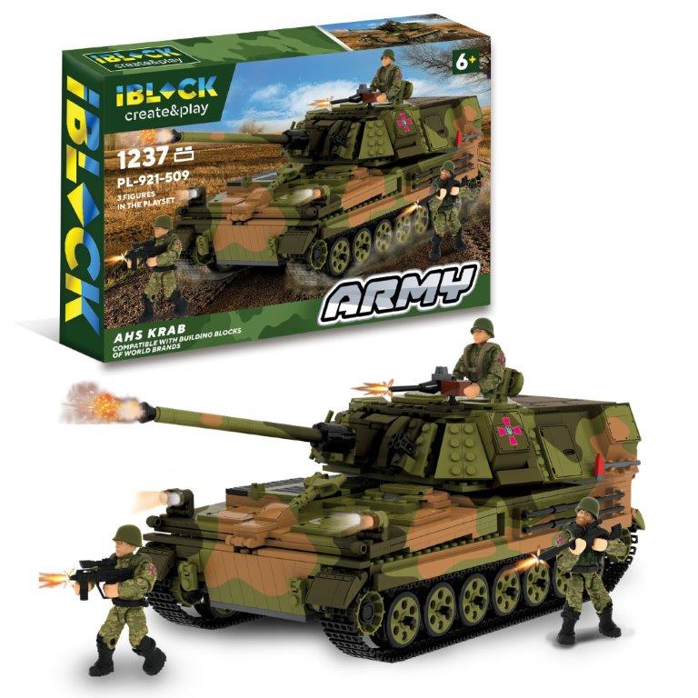 Конструктор IBLOCK арт.PL-921-509 (6шт)Армія AHS Krab,1237 дет,3 фігурки,короб.63,5 * 42,5 * 9с(КІ)