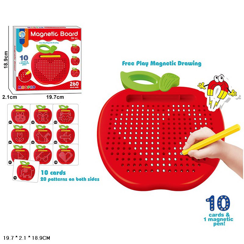 Мозаїка-магнитна арт.YM2225 (72шт/2)дощечка, палочка,10 карток з20 малюнками,  короб. 19,7*2,1*1(КІ)