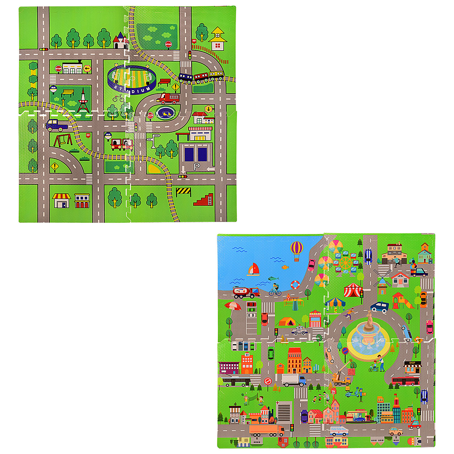 Коврик пазл EVA1656 (10шт) дорога, 2 вида, 4 детали, р-р упаковки - 61*61*4 см,(КИ)