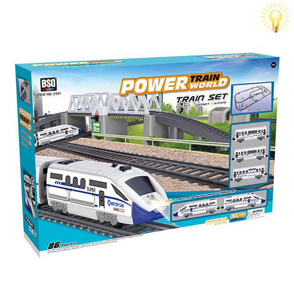 Залізниця 2181 (8/2шт) довжина шляху 914+ см., бат.світло,звук,в коробці ( 64*9*43 см.)