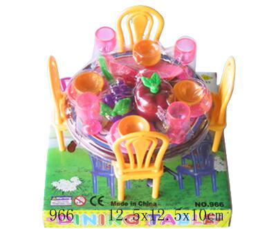 Мебель 966 (144шт/3) для столовой, стол, стулья, посуда, в кор.12,5*12,5*10см(КИ)