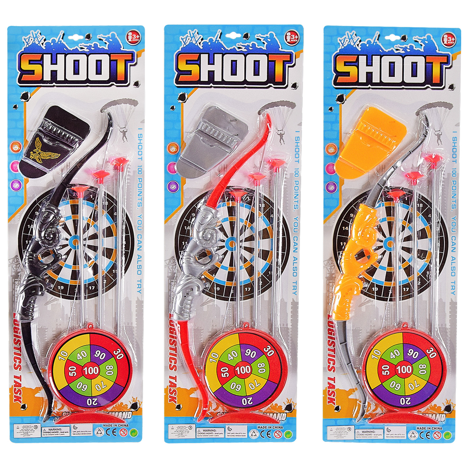 Лук та стріли арт. 788-13/11 (204шт/2) 3 кольори, планш. 57*3*18,5см(КІ)