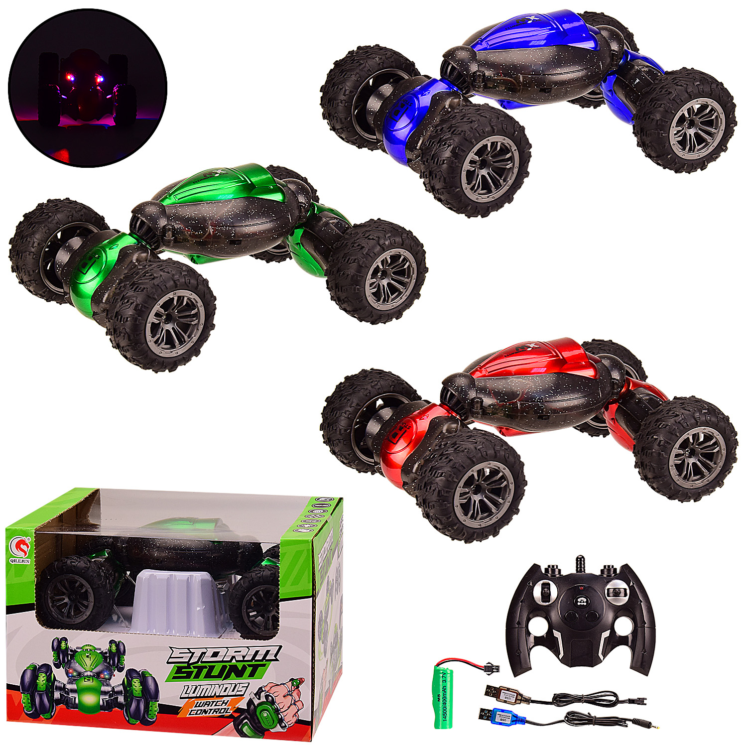 Перевертиш р/к арт. 1827-1 (18шт) акум.,3 кольор., 1:18, USB,світ.,звук, короб. 25*19*16 см,(КІ)