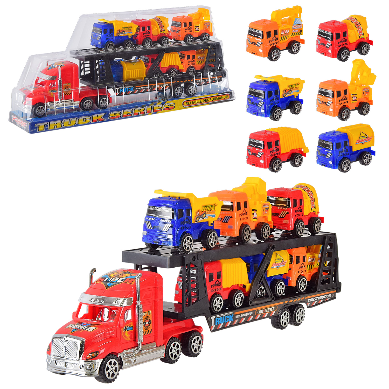 Трейлер арт. 606-1 (36шт/2) 6 машин набор., слюда 50*10*22см(КІ)