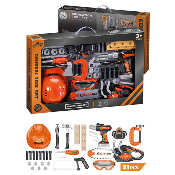 Набір інструментів 778-34 (10шт) бат.31дет.бензопила,дриль,шолом т.д.(57*9*35см) в коробці