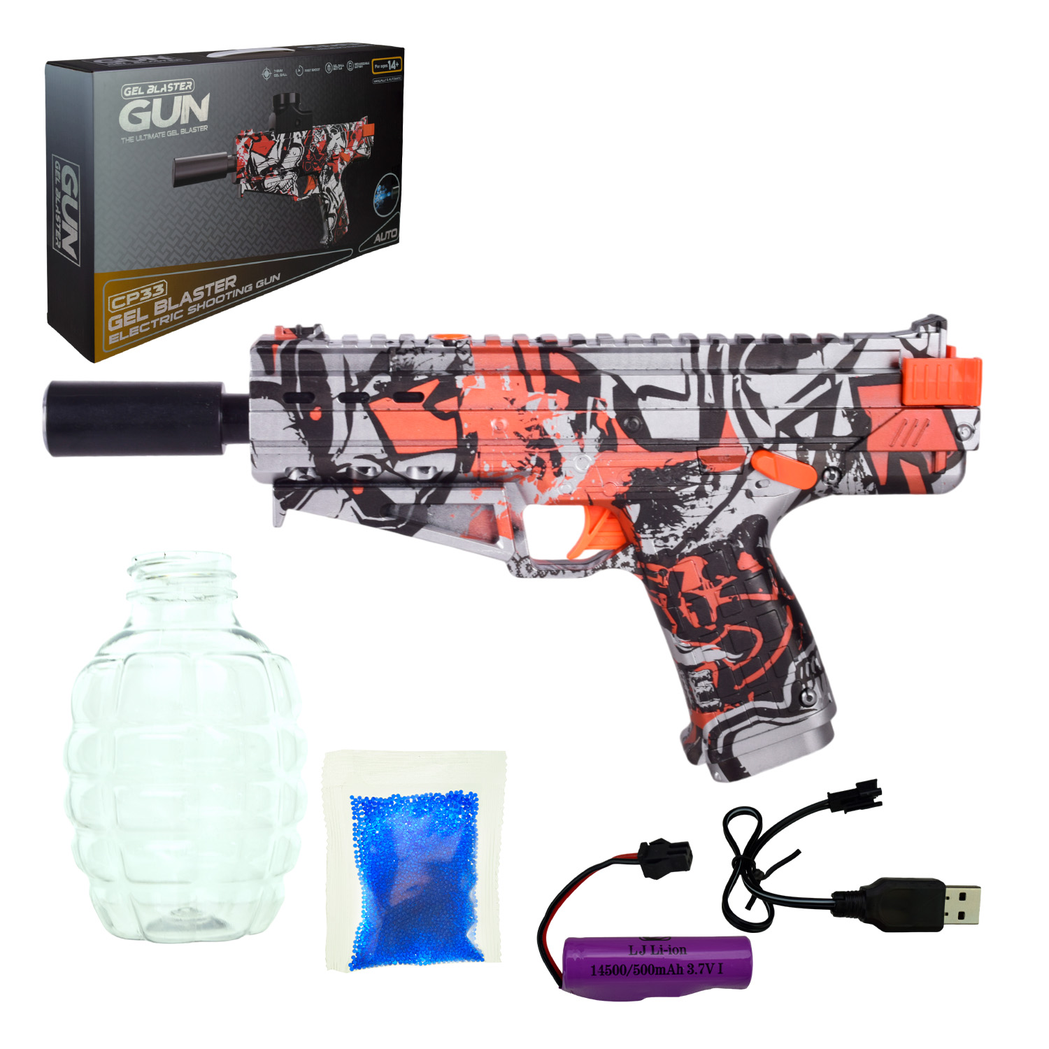 Автомат арт. 623-5A (36шт) аккум.,стріляє гелевими кулями,світло,аксесуари,у коробці 40*23*7,5см(КІ)