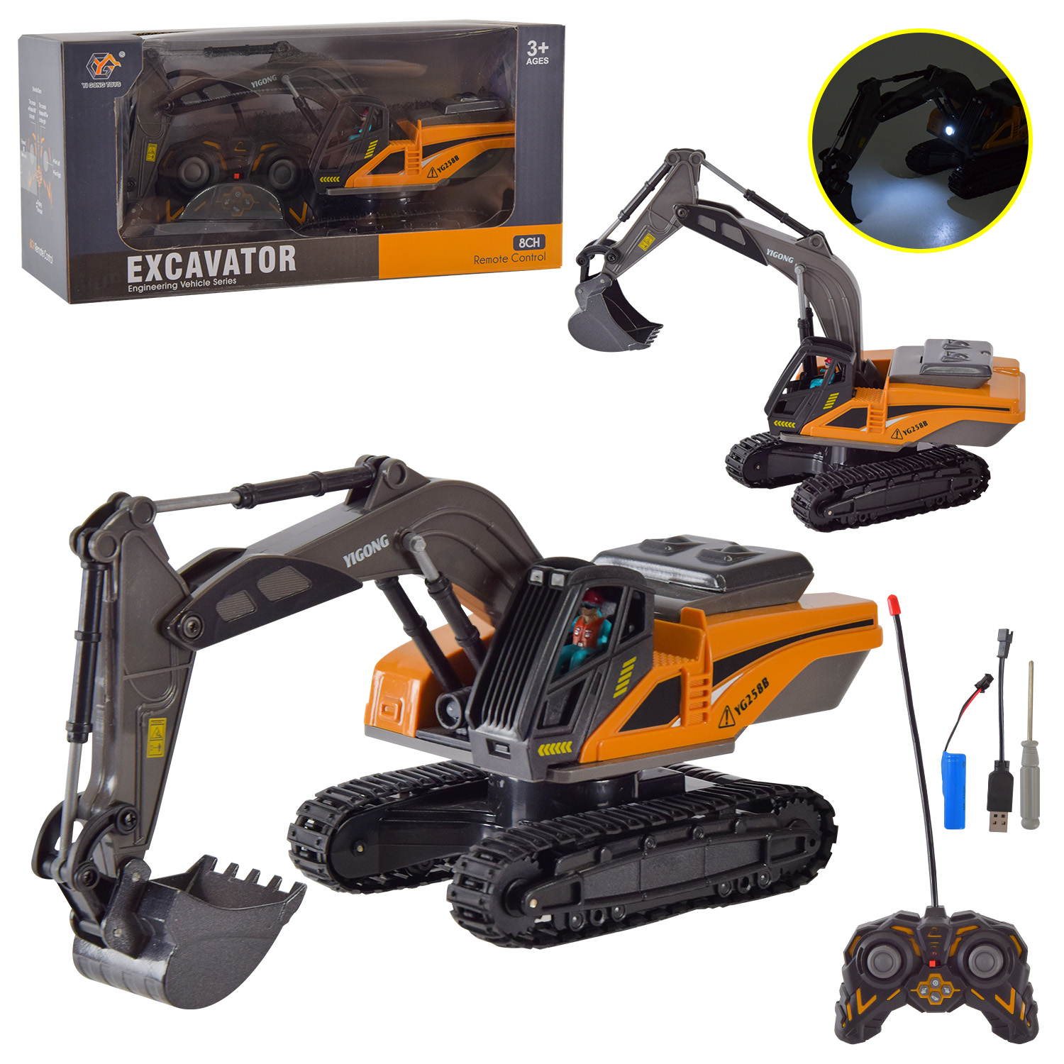 Будтехніка р/к арт. BC1049 (36шт/2) акум.,екскаватор,світло+звук, короб.30,7 *14,6 12,5 см(КІ)