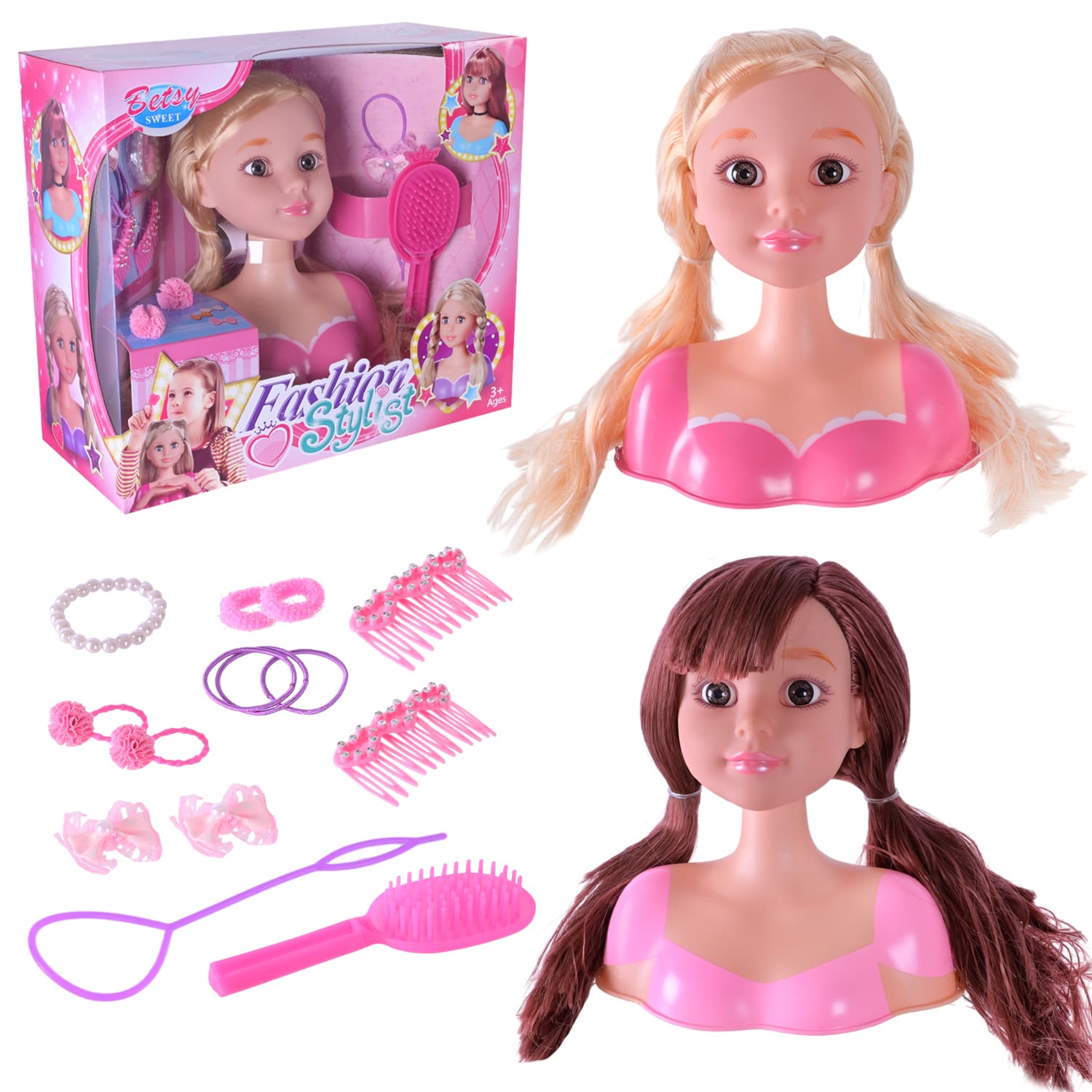 Голова для зачісок 2813C/2813D(1720986/87)(24шт/2) 2 види,з аксесуарами,в кор.30*13*26см(КІ)