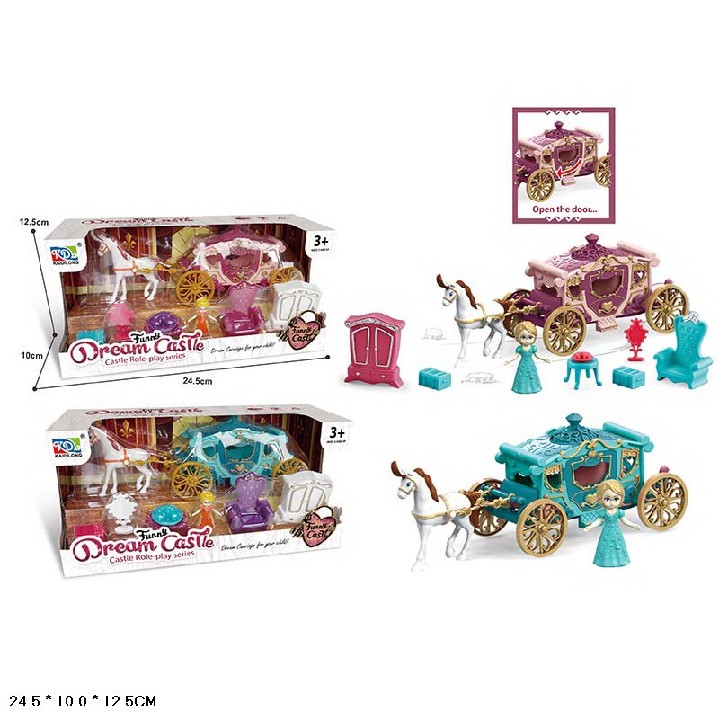 Карета арт. KDL-08 (96шт/2)   мікс 2 види, лялька, меблі, аксес короб. 24*10*12,5см(КІ)