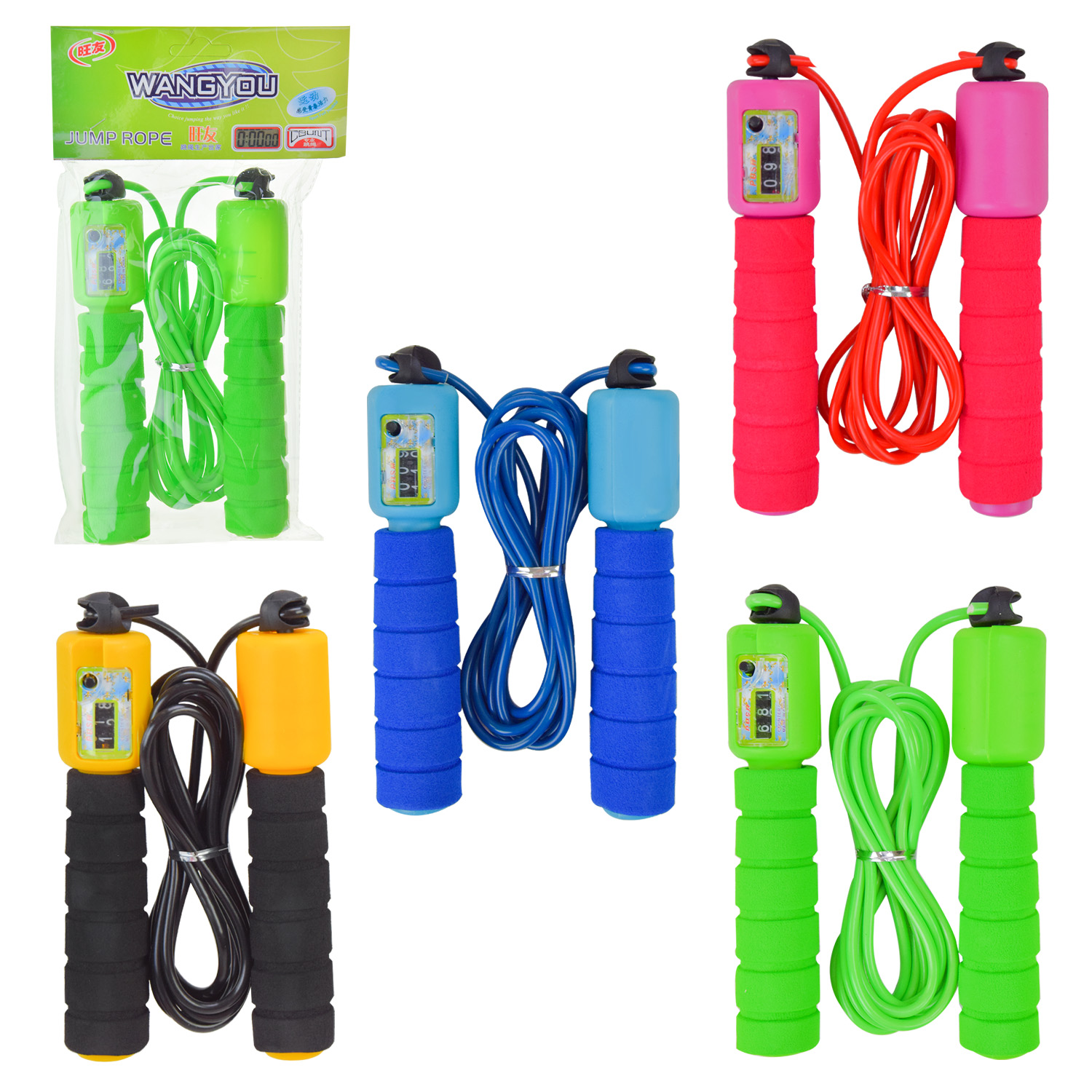 Скакалка арт. SK2421 (200шт) 2,5 метра з лічильником, у пакеті 4 кольори(КІ)