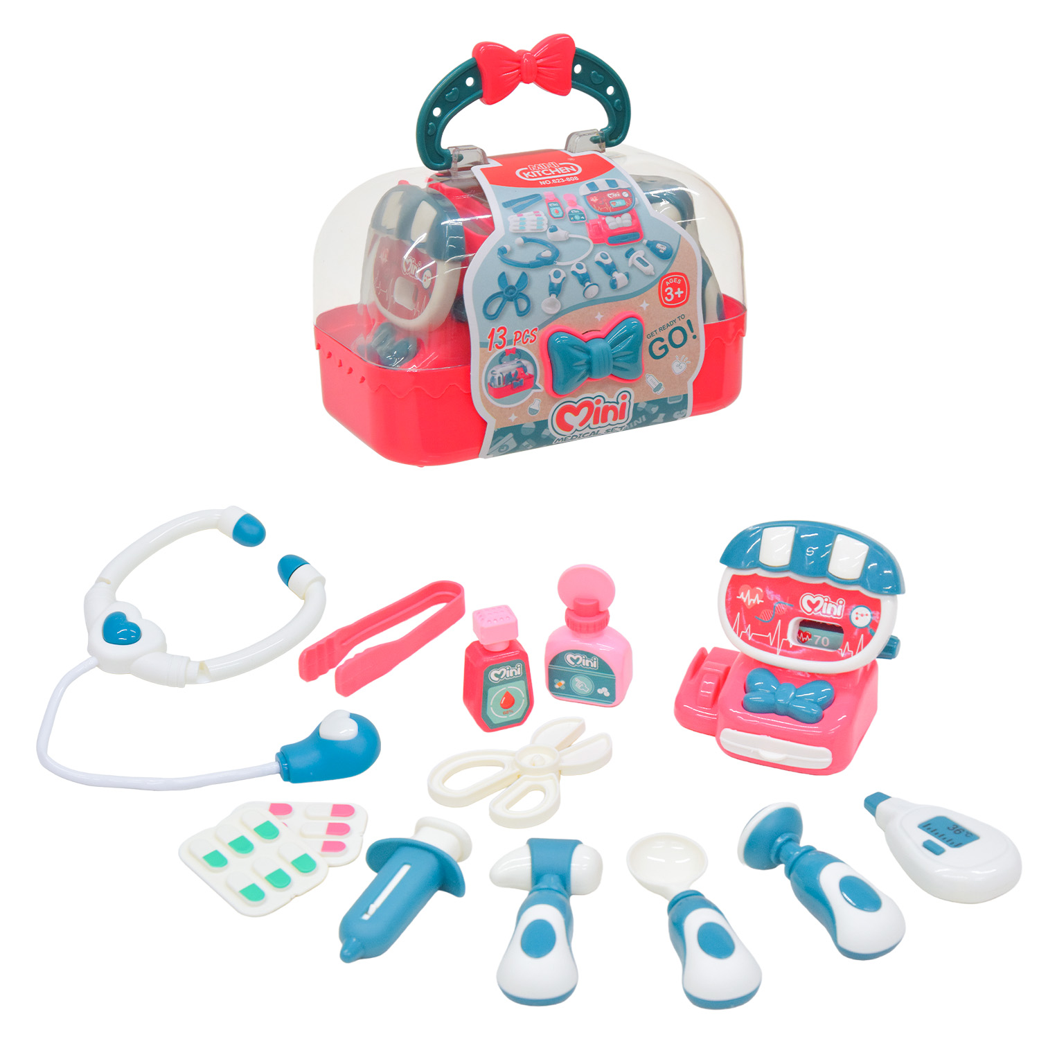 Лікар набір арт. 623-808 (72шт/2) шприц, стетоскоп, аксес короб. 17*13*17см(КІ)