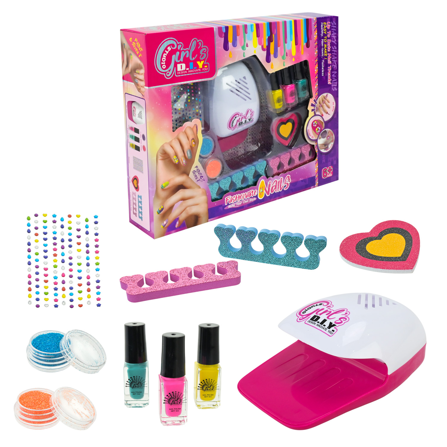 Маникюр набір арт. 8821 (60шт/2)  батар. сушарка, лак, аксес короб. 33*6,5*25,5 см(КІ)