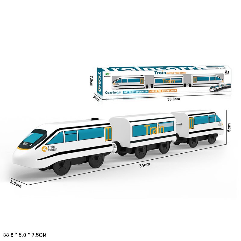 Поїзд батар арт. AU8887 (96шт/2) світло,звук,магніт.вагончики короб. 38,8*7,5*5см(КІ)