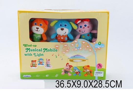 Мобиль 81450 (12шт) механич.,мягкие животные,муз.,проектор,в кор. 36,5*28,5*9см(КИ)