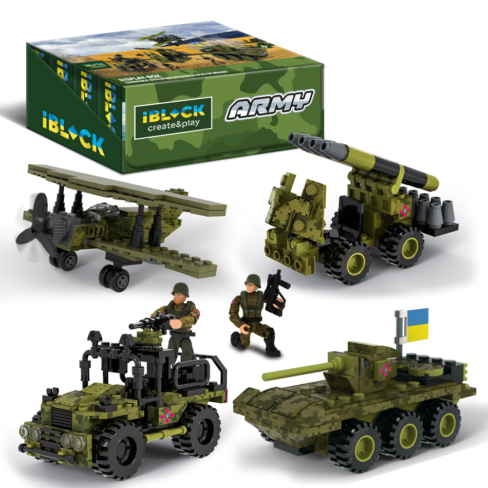 Конструктор IBLOCK арт. PL-921-425 (48ш) 6 диспл. по 8шт Армія, 83-140дет., 4вида, р-р уп-ки 22*4,5