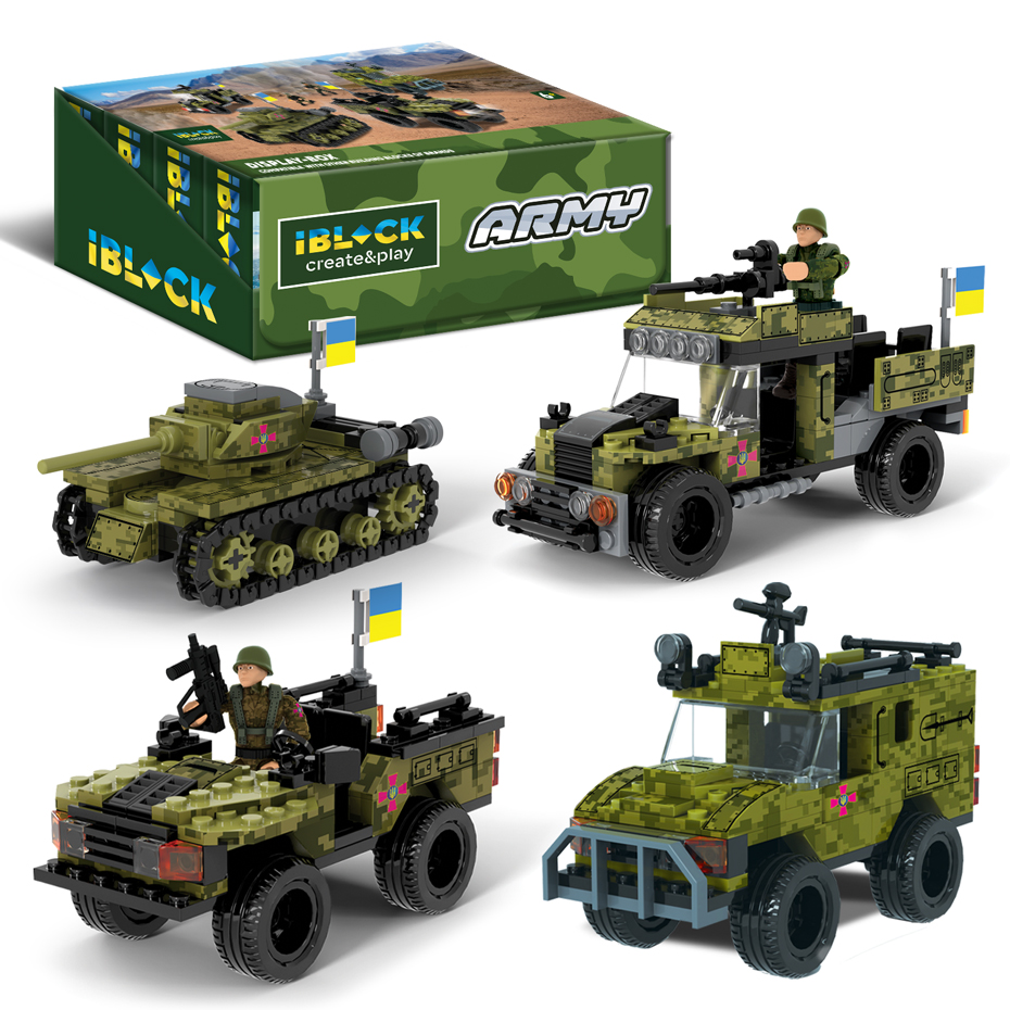 Конструктор IBLOCK арт. PL-921-426 (48ш) 6 диспл. по 8шт Армія, 122-161дет., 4вида,р-р уп-ки 22*4,5*