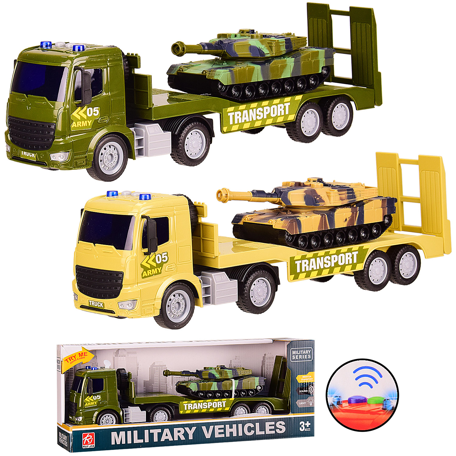 Трейлер батар. RJ3365 (24шт/2) 2 цвета, свет,звук, в кор. 42*10*16.5 см, р-р игрушки – 38*7.7*10 см(