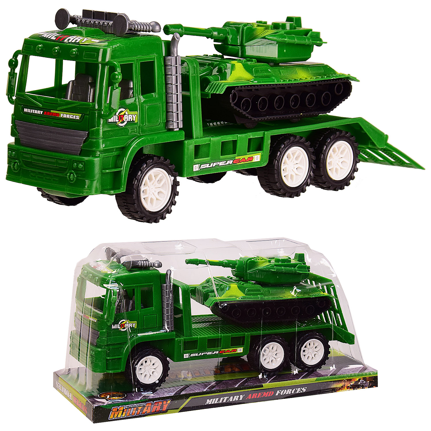 Трейлер инерц. XD102-2 (72шт/2) под слюдой  30*11.5*14.5 см, р-р игрушки – 27.5*8.5*12.5 см(КИ)