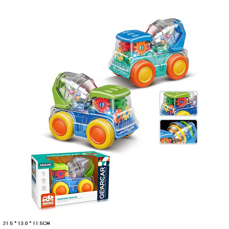 Машинка муз. арт.M03-A (48шт)прозорий корпус,кольорові внутрішні деталі,2 кольори мікс, короб.(КІ)