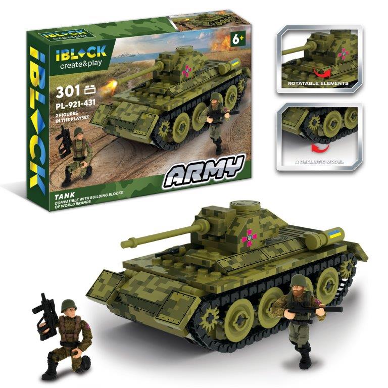 Конструктор IBLOCK арт.PL-921-431 (12шт) ARMY301дет.,инструкція на укр мові, наліпкии комплект(КІ)