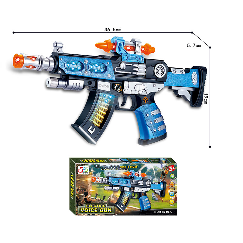 Автомат муз. 585-96A (48шт/2) батар.,свет,звук, р-р игрушки 36,5*19*5,7см, в кор.(КИ)