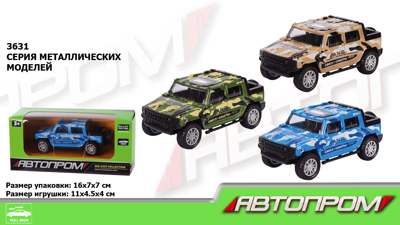 Машина металл 3631 (96шт/4) ,3 цвета, в кор.15*8*6см(КИ)