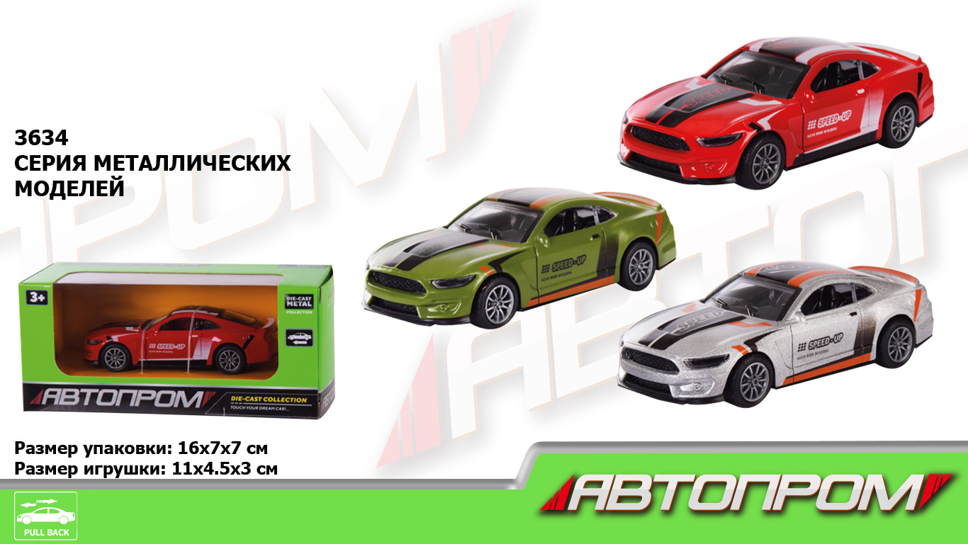 Машина металл 3634 (96шт/4),3 цвета,в кор.15*8*6см(КИ)