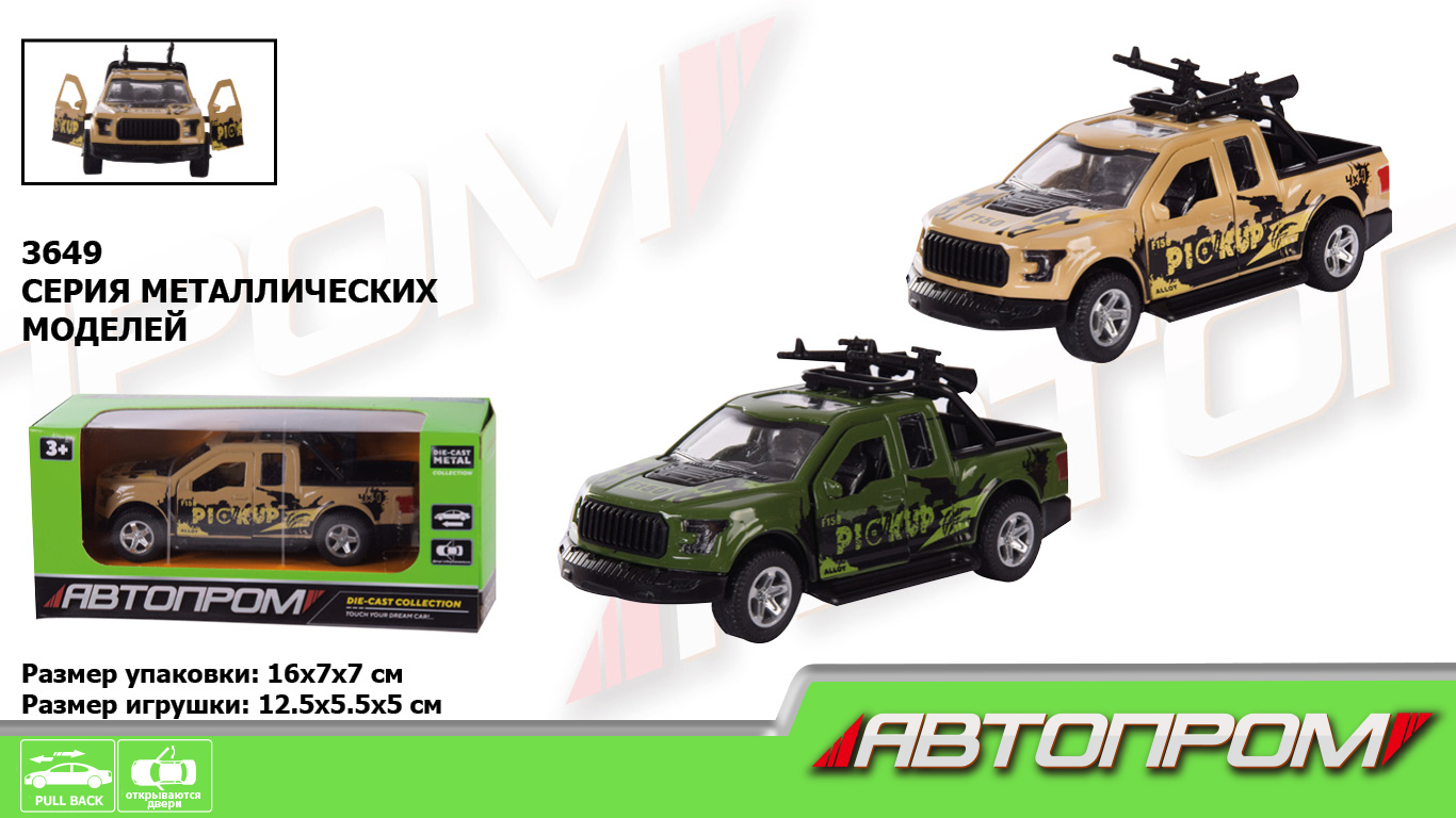 Машина металл 3649 (96шт/4),2 цвета,откр.двери, в кор.15*8*6см(КИ)