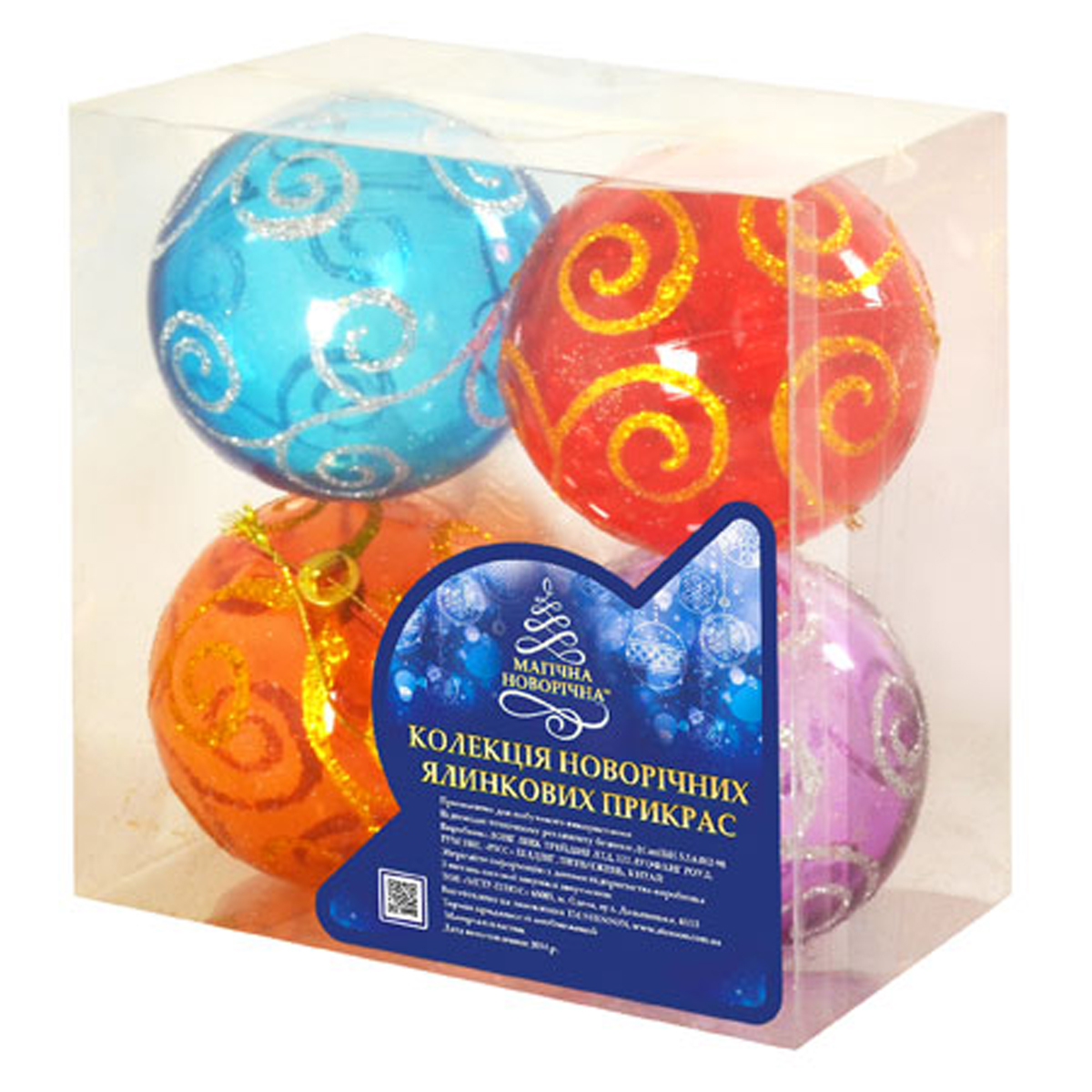 8234 ЯЛИНКОВІ ШАРИКИ 8см 4шт / кор (48уп)