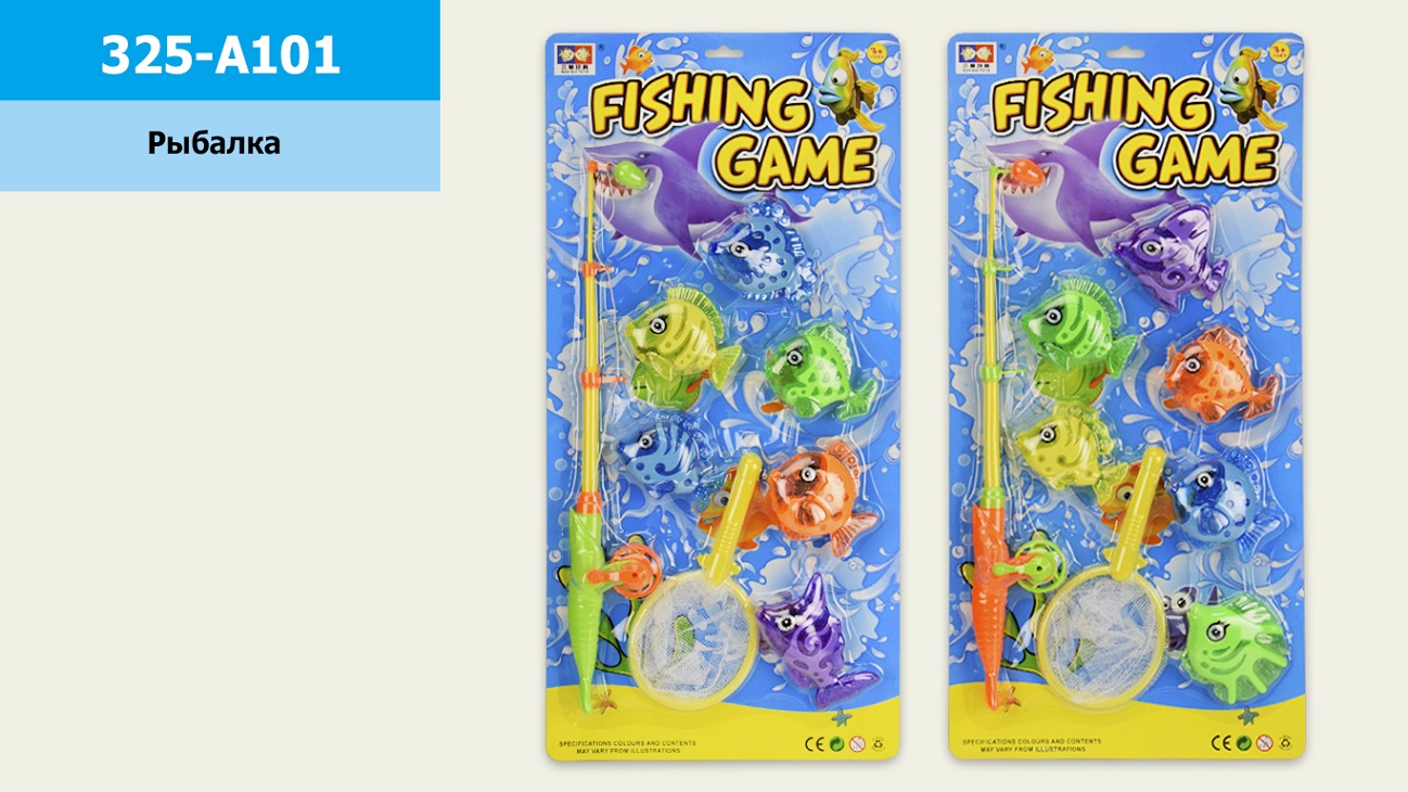Рибалка арт. 325-A101(84шт/2) мікс 2 види,6 рибок, р-р вудки 40 см, на планшетці 25,5*53 см(КІ)