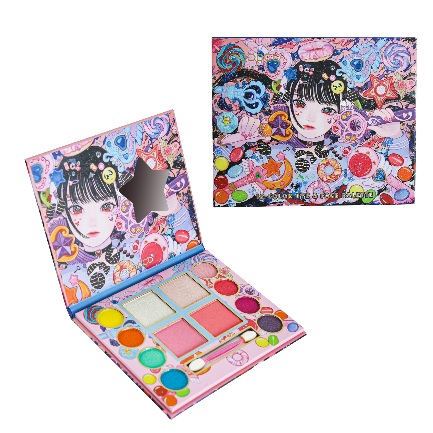 Косметика арт. IG2943 (192шт/16) палетка тіней для повік, пензлик короб. 16*13*1 см(КІ)