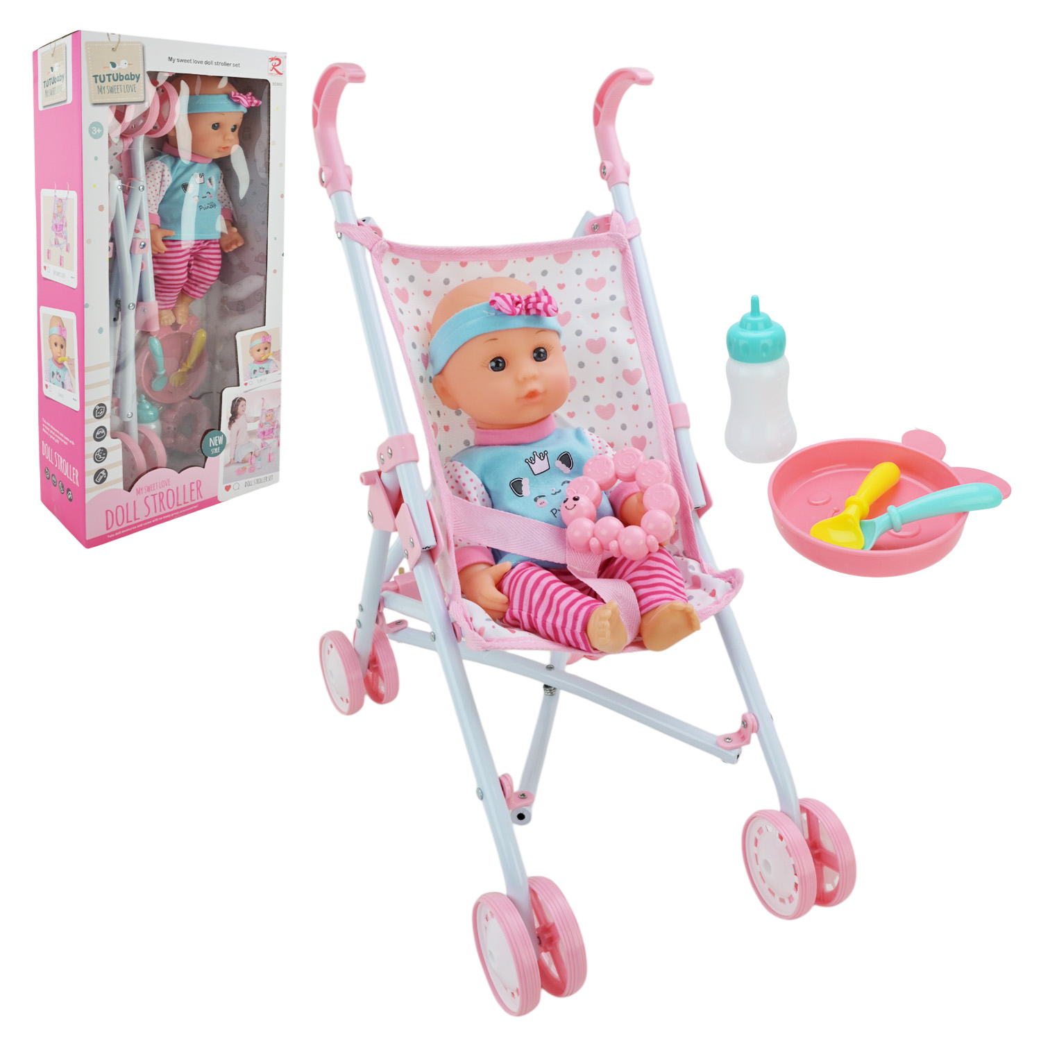 Пупс у наборі арт. 85866 (12шт/2) з візочком короб. 52*25,5*11,5 см(КІ)