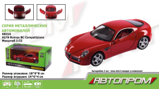 Машина мет.  арт. 68316 (48шт/2) 1:32 Alfa Romeo 8C Competizione,батар, світло,звук,відкр.(КІ)