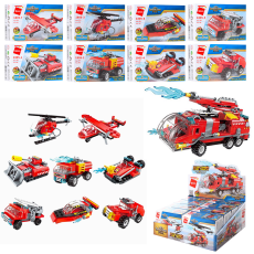 Конструктор Qman 1805 (128шт) транспорт, від 34дет, в кор-ке, 8шт (8видів) в дисплеї, 26,5-9,5-20см	