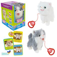 М'яка інтерактивна Кращий друг арт.BF2501(12шт) кошка на повідку 2 види УКР мова, повтор голосу,(КІ)