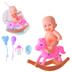 Пупс мал. арт. LE566H-8 (144шт/2) конячка, пляшечка, аксесуари, сітка 20*12*6см(КІ)