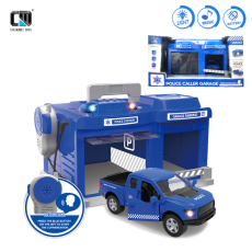 "Гараж «Поліція» CLM - 556 (8шт) авто метал. рація, світло, звук,(37*25*20см.) в коробці )"