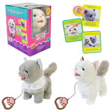 М'яка інтерактивна Кращий друг арт. BF2509 (24шт) кошка на повідку 25*13*25смсм УКР мова,(КІ)