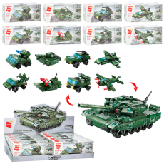 Конструктор Qman 42301 (144шт) військовий транспорт, 8шт(8 видів ) в дисплеї, 43-19-9,5см		