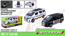 Машина мет. арт. AP74205 (48шт) 1:32,2 кольори, відкр.двері, батар.,світ., звук,короб.15*6,(КІ)