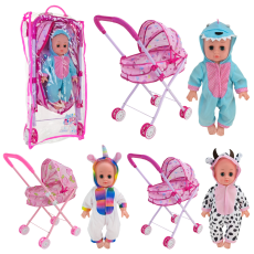 Пупс у наборі арт. 2388-101 (36шт/2) 3 види, аксес, візочок пакет 27*13*52см(КІ)