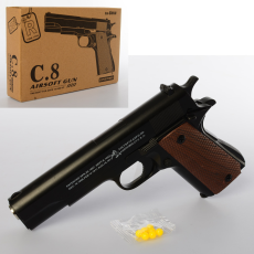 Пістолет C8 (18шт) метал, на кульках, 19см, в кор-ці, 23-15-5см		