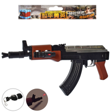 Автомат 999-1 (48шт) на кульках, 46см, лазер, бат(табл), в пакеті, 19-51-6см		