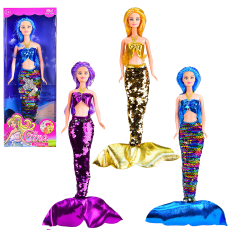 Игровой набор кукла GN5013 (144шт/2) русалка, хвост в пайетках, 3 вида микс, в кор 12*32*4,5 см(КИ)