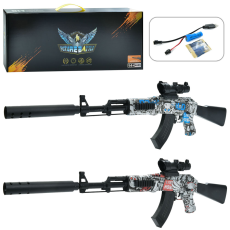 Автомат 667-2-3 (8шт) акум, 87см, водяні кулі, прицел, USBзарядне, 2 види, в кор-ці, 58-23,5-6,5см		