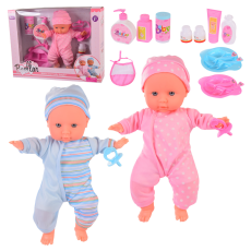 Пупс арт.41599 (12шт)2 види, тарілочка,виделочка, ложечка,слинявчик, аксес, короб32,4*42,5*10,2(КІ)