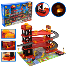 Паркінг арт.MH-625(16шт)"Пожежна частина",4-х рівневий,3машинки,ліфт світло, звук,у короб.52*33,(КІ)