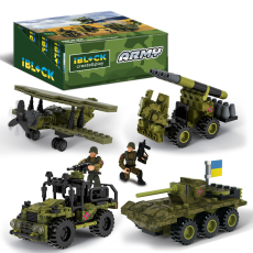 Конструктор IBLOCK арт. PL-921-425 (48ш) 6 диспл. по 8шт  Армія, 83-140дет., 4вида, р-р уп-ки 22*4,5