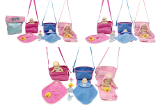 Пупс муз 0825I-13 (192шт/6) 3 вида,с сумкой,одеялом,аксесс,в пакете 21*25см(КИ)