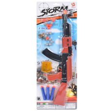 Автомат 167-30 (60шт) 50см, кулі-присоски 3шт, кулі 15шт, значок, на листі, 57,5-20,5-3см		